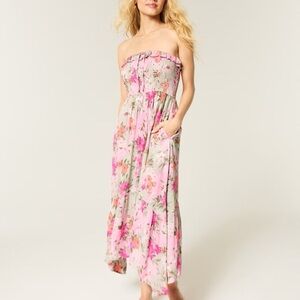 Floral Strapless Maxi Dress Hollister size Small 4-6